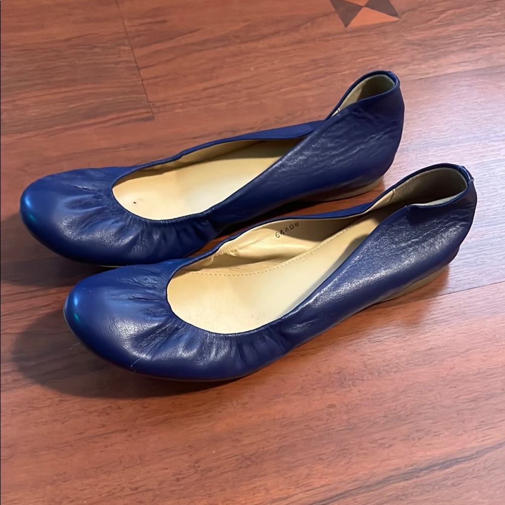 J Crew - Italian leather - Blue Ballet Flats with Elastic Fit